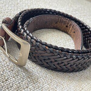Braided men's belt Dark brown belt Leather classic belt Formal suit belt XL (36-